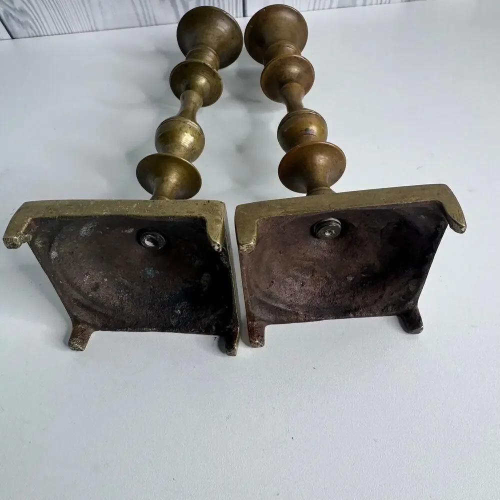 Vintage Pair Brass Candlesticks Holders Home Decor House Office MCM Mid Century